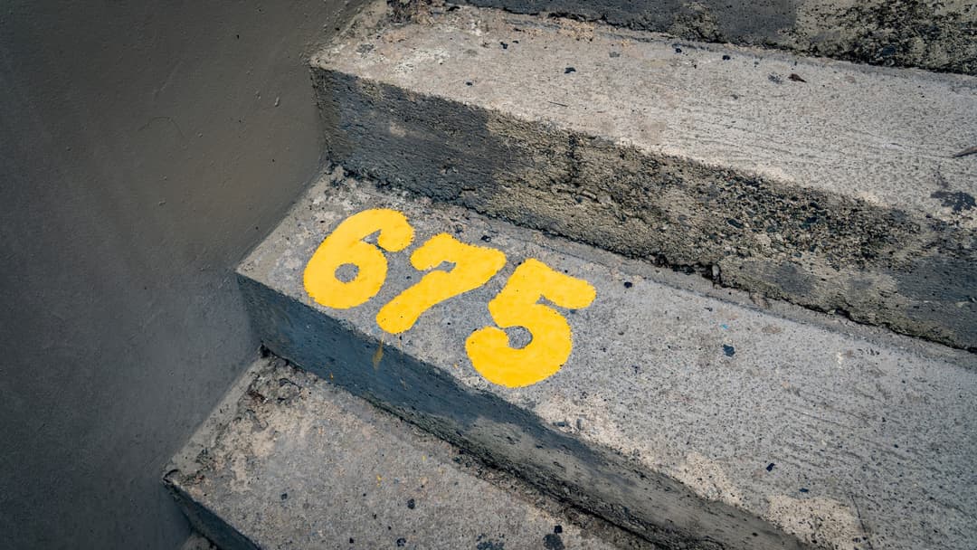 Step number 675. The highest one has 740 painted on it.