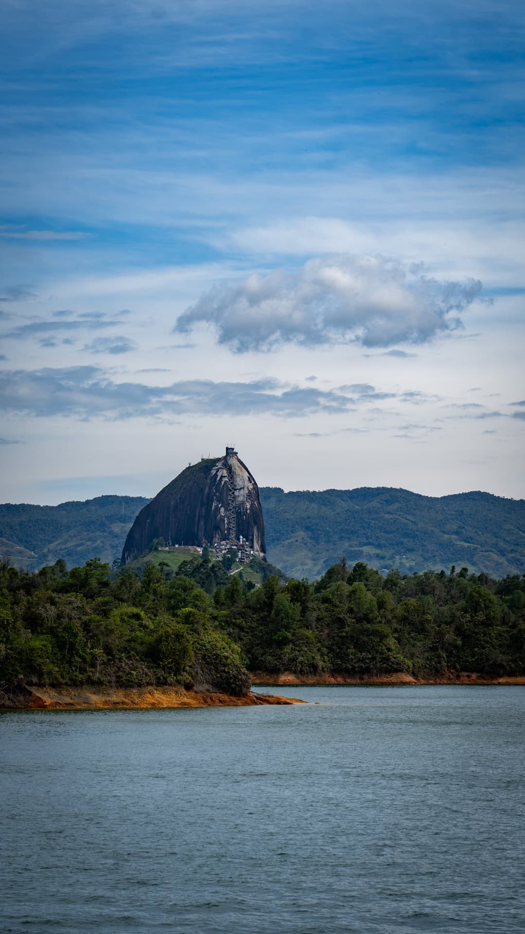The Peñón above the water.